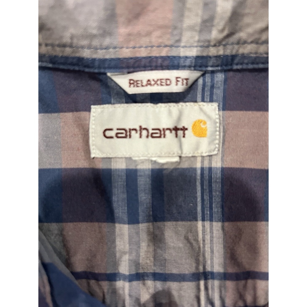 Carhartt Men's Blue Plaid Relaxed Fit Flannel sz Small EUC - Picture 6 of 10